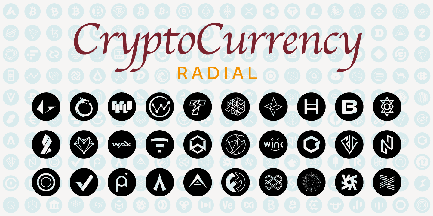 Ejemplo de fuente Cryptocurrency Radial Line